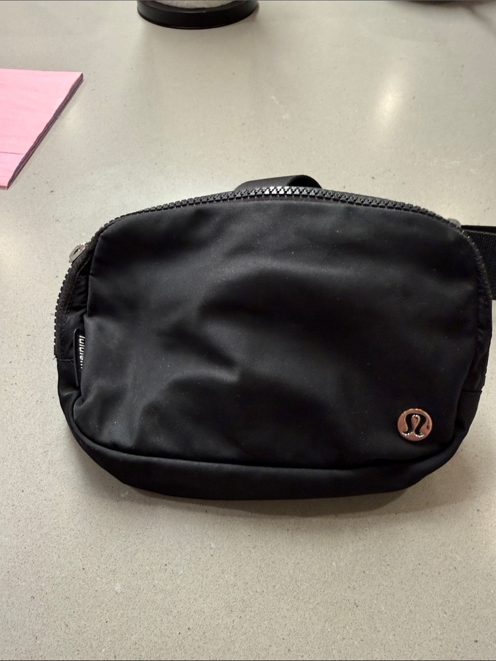 lululemon athletica Black Waist/Crossbody Bag with Rose Gold Logo